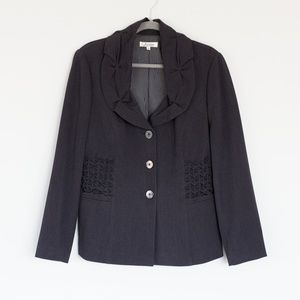 Atelier Grey Blazer with Ruffled Collar